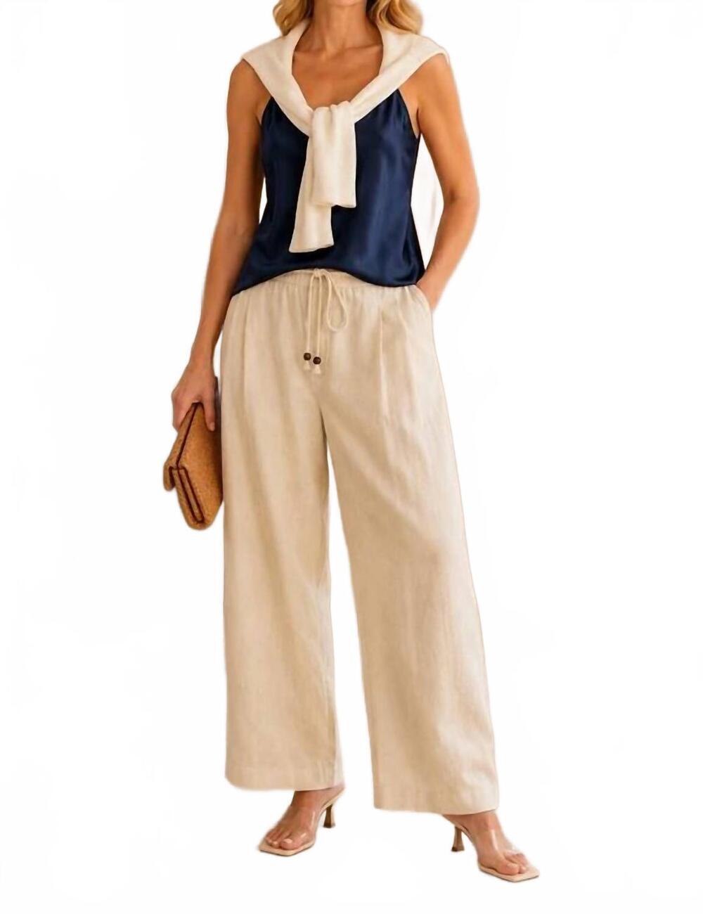 NEW LUCY PARIS logan tie pants in beige